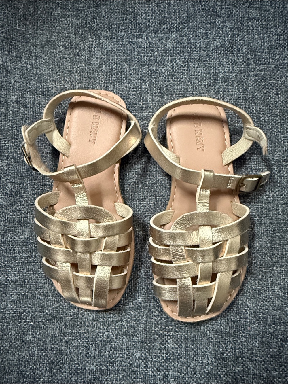 Old Navy Shimmery Gold Woven Ankle-Strap Sandals